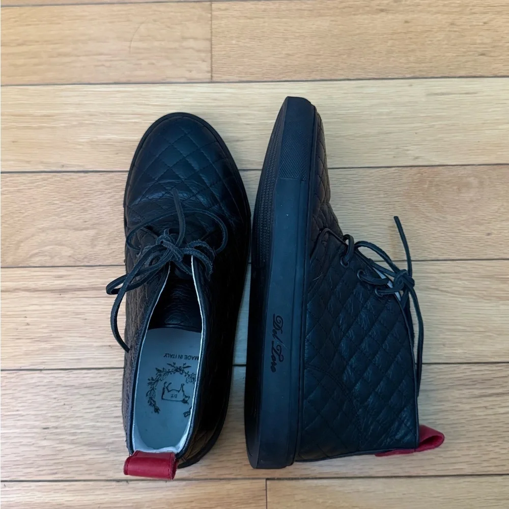 Del Toro black quilted leather chukka sneakers